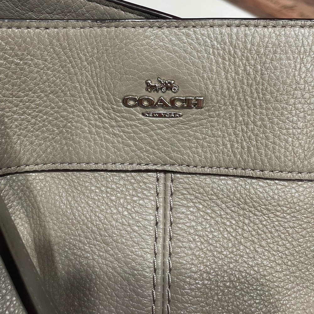 Coach Lexy Edie Shoulder Bag Pebbled Leather Taupe Beige - Picture 7 of 13
